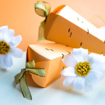 Create this fun carrot favor box for Easter. Cut it on your Cricut or Silhouette and your Xyron Mega Runner. Such an easy Easter craft.