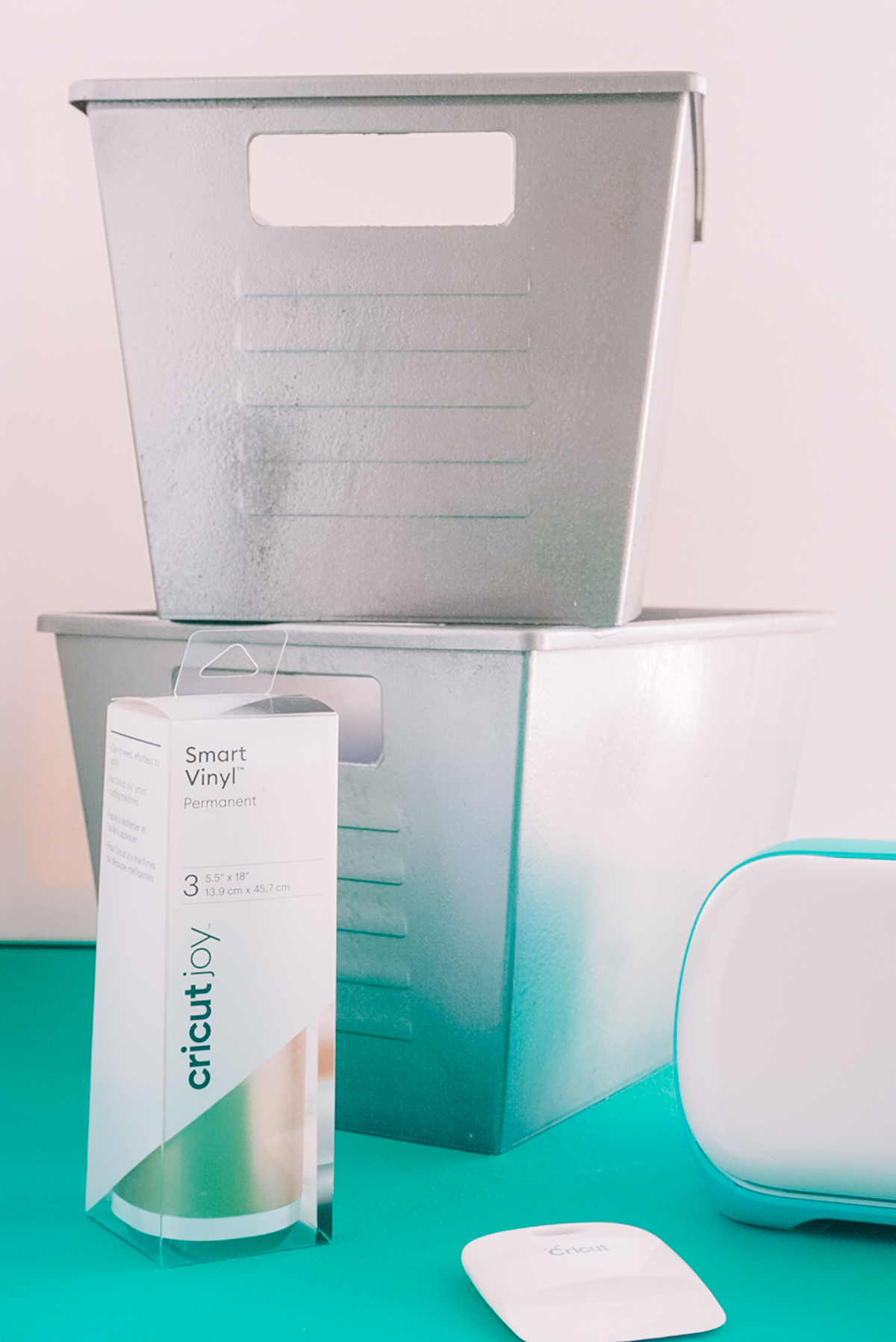 painted bins with vinyl