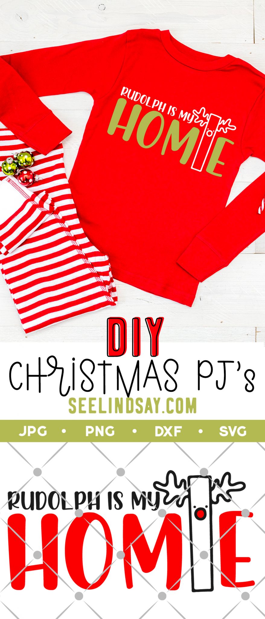 Rudolph is my homie svg on kids pajamas