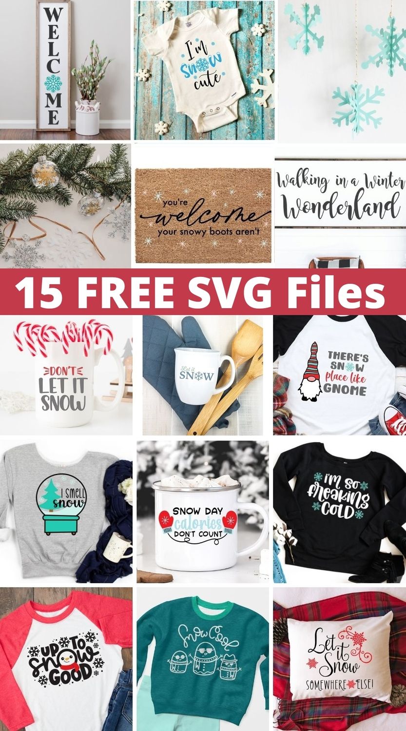 collage of free snow svg files