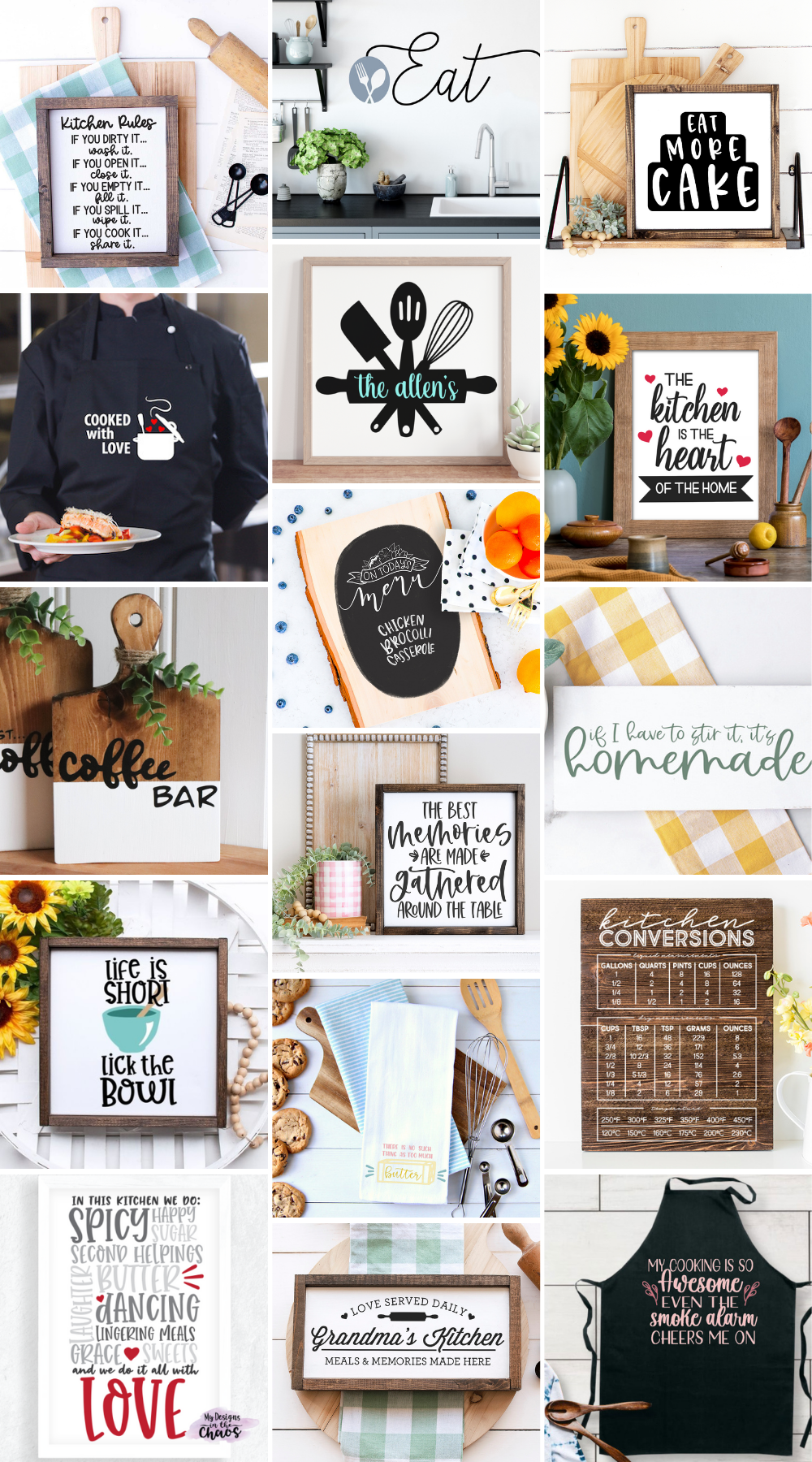 group of free kitchen svg files