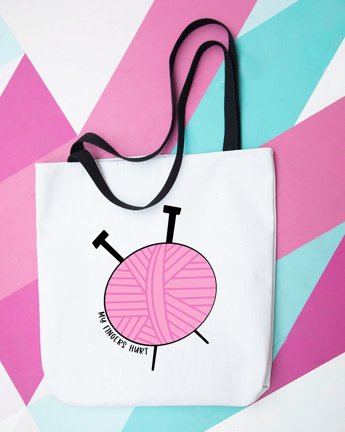 bag with knitting needles and yarn