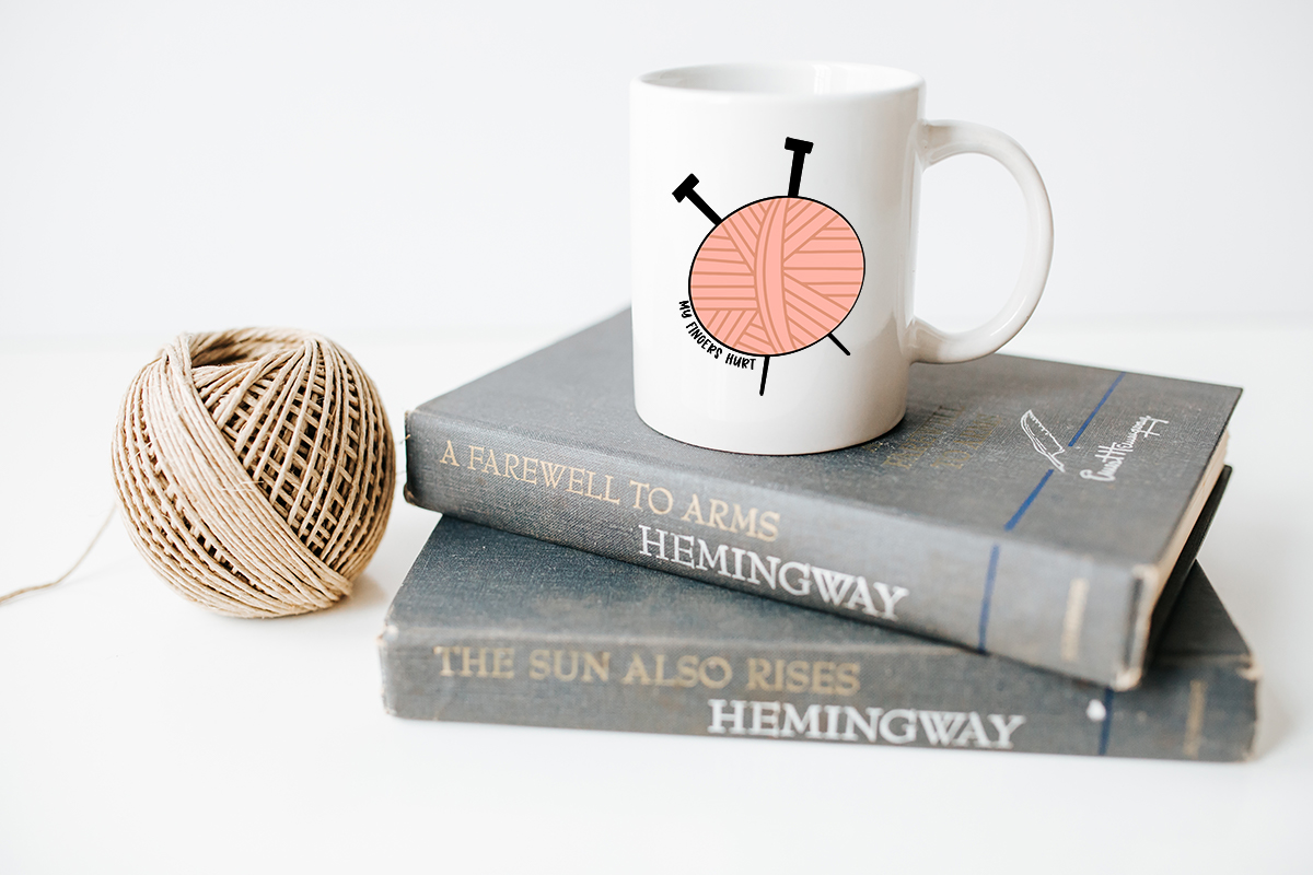 coffee cup with funny knitting svg file